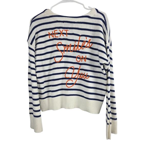 Kerri Rosenthal XOKR Striped Next Smile's On You Sweater Women’s S Embroidered - Picture 6 of 6